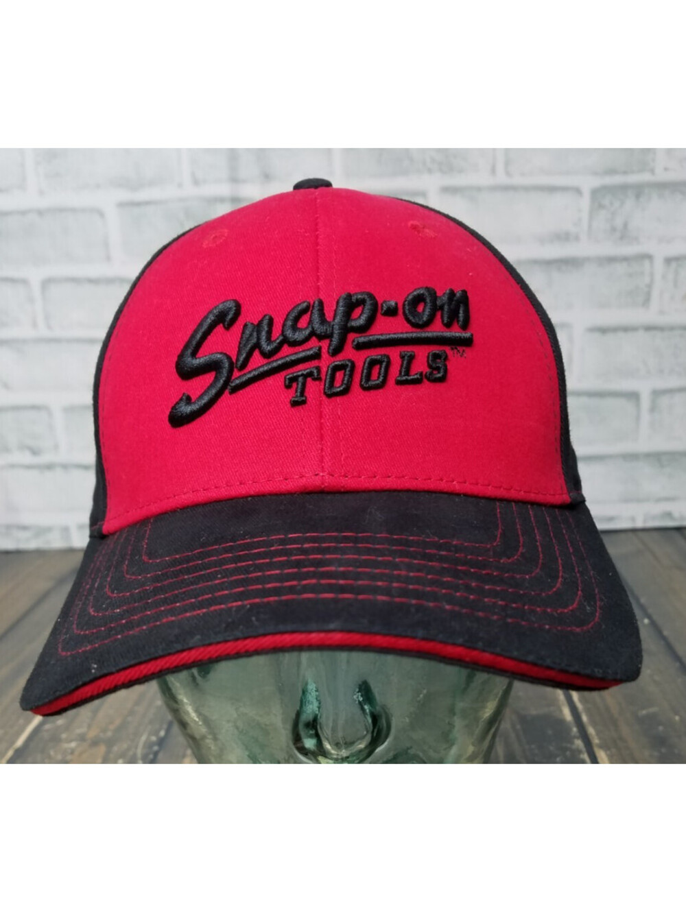 Snap-on Snapon Baseball Cap Hat BLACK Stich / RED - Adjustable- SNAPBACK